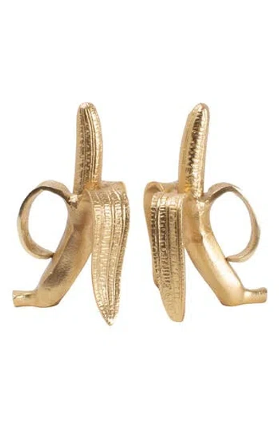 8 Oak Lane Banana Bookends Set Of 2 In Gold