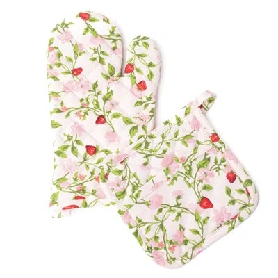 8 Oak Lane Botanical Berry Oven Mitt Set In Multi