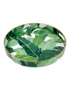 8 Oak Lane Botanical Leaf Print Round Plastic Tray In Green