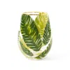 8 Oak Lane Stemless Wine Glass Botanical Leaf In Green