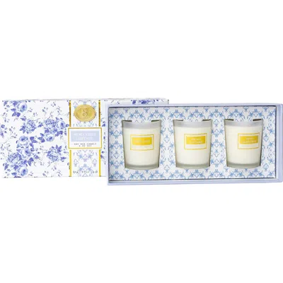 8 Oak Lane Crisp Linen Mini Candle Set In Blue