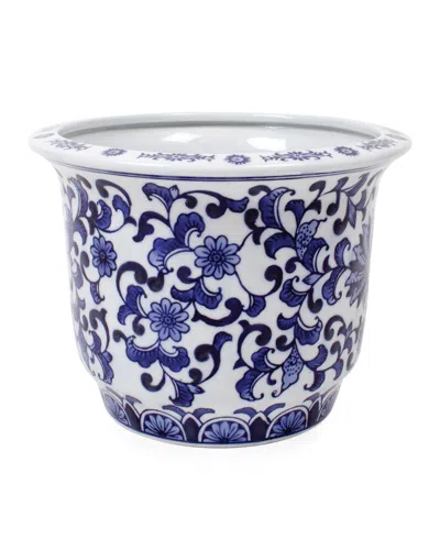 8 Oak Lane Decorative Small Porcelain Planter In Blue And White