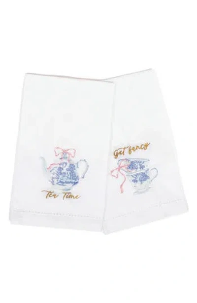 8 Oak Lane Embroidered High Tea Set Of 2 Bar Towels