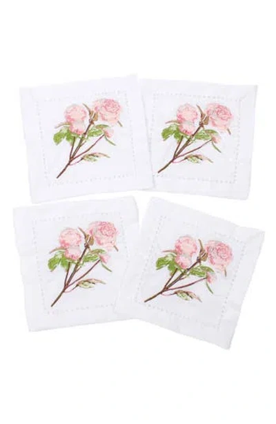 8 Oak Lane Embroidered Peonies Set Of 4 Cocktail Napkins