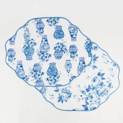 8 Oak Lane Garden Buds Scalloped Reversible Placemat Set