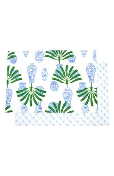 8 Oak Lane Ginger Palm Set Of 4 Placemats In Blue