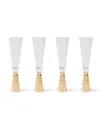 8 Oak Lane Glass Hammered Champagne Flute, 4 Piece Set In Gold