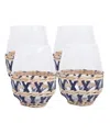 8 Oak Lane Glass Stemless Wine, 4 Piece Set In Navy Rattan