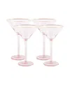8 Oak Lane Glass Stemmed Martini Glasses, Set Of 4 In Light Pink