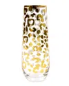 8 Oak Lane Gold Leopard Stemless Champagne Flutes, Set Of 4