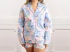 8 Oak Lane Hydrangea Pj Set With Shorts & Long Sleeve Top In Pink In Pink