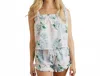 8 Oak Lane Hydrangea Ribbons Tie Top Pajama Set In White/pink In Multi