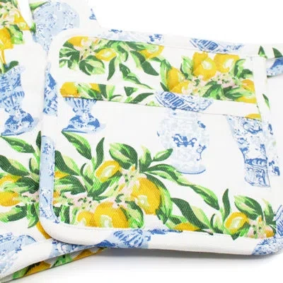 8 Oak Lane Lemon Ginger Oven Mitt Set In Multi