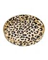 8 Oak Lane Leopard Print Round Plastic Tray In Brown