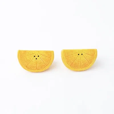 8 Oak Lane Orange Salt & Pepper Shaker Boxed Set In Yellow