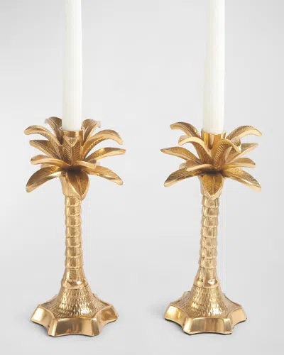 8 Oak Lane Palm Tree Candlesticks, Set Of 2 In Gold