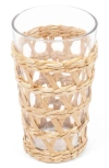 8 Oak Lane Set Of 4 Rattan Glass Tumblers In Natural Rattan