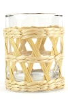 8 Oak Lane Rattan Set Of Four Old Fashioned Glasses In Clear/rattan