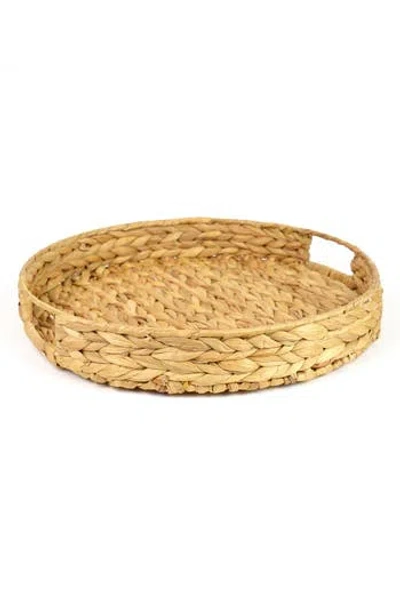 8 Oak Lane Round Woven Tray In Brown
