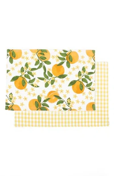 8 Oak Lane Set Of 4 Reversible Cotton Placemats In Multi