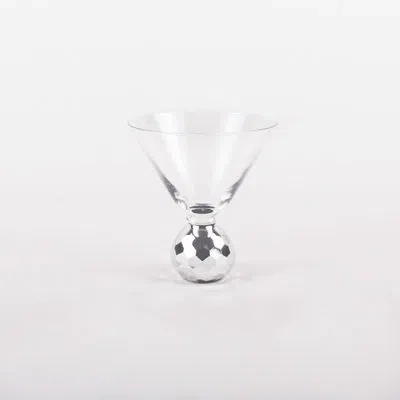 8 Oak Lane Silver Disco Hammered Martini Glass In Silver;clear