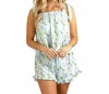 8 Oak Lane Sleeveless Tie Top Woven Vintage Rose Print Shorty Pajama Set In Green Multi In White