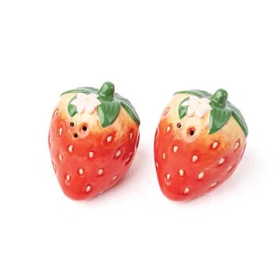 8 Oak Lane Strawberry Salt & Pepper Shaker Boxed Set In Red