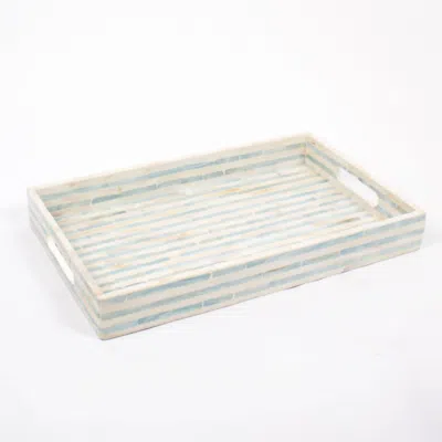 8 Oak Lane Striped Mother Of Pearl Tray In Blue