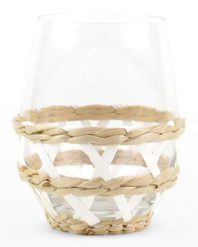 8 Oak Lane White Rattan Stemless Wine Glasses, Set Of 4 In Clear