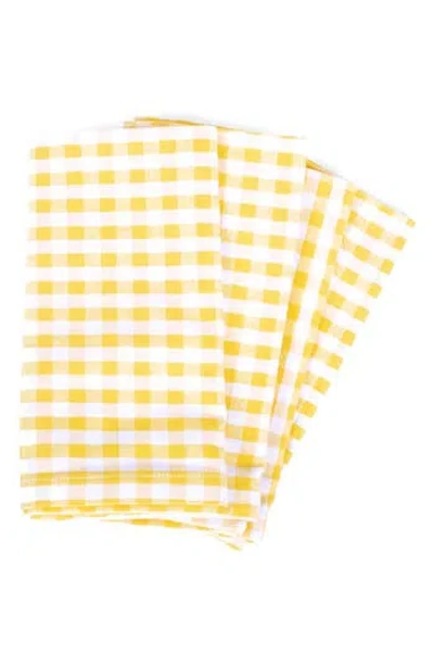 8 Oak Lane Yellow Gingham Set Of 4 Napkins