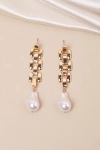 8 Other Reasons Ardena 18kt Gold Pearl Chain Link Drop Earrings In Gold