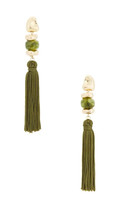 8 Other Reasons Bead Details Tassel Earrings In Gold & Olive