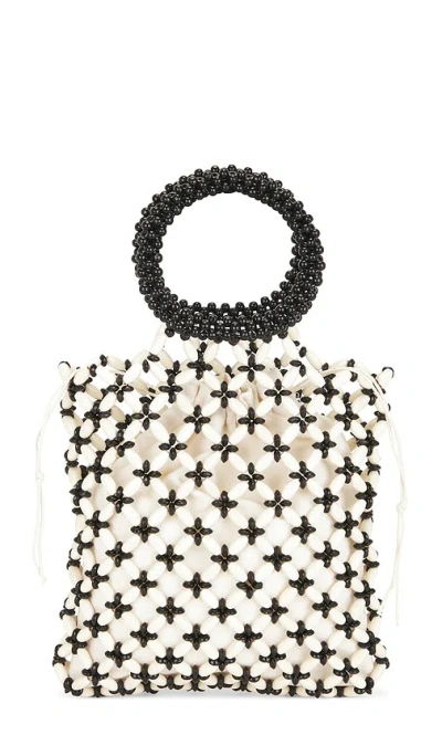 8 Other Reasons Beaded Top Handle Tote Bag In Ivory & Black