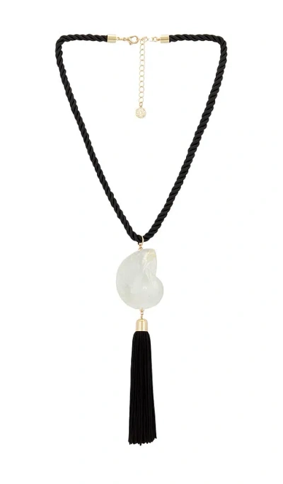 8 Other Reasons Bold Shell Pendant And Long Tassel Accent Statement Necklace In Black & Clear