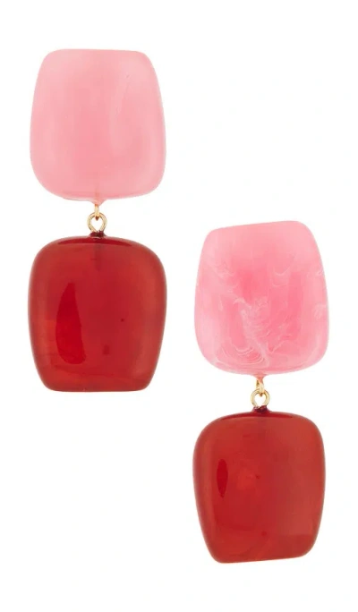 8 Other Reasons Color Blocked Shaped Drop Earrings In Burgundy