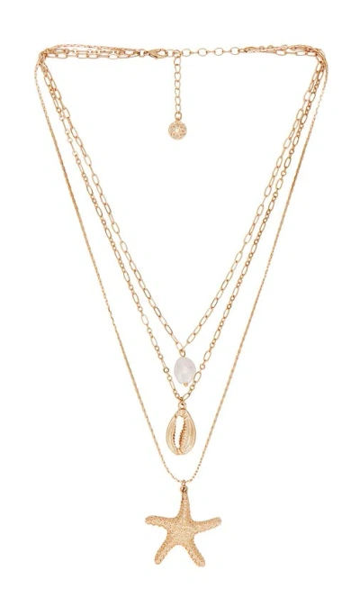 8 Other Reasons Cove Layered Charm Necklace In Metallic Gold