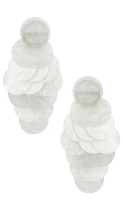 8 Other Reasons Irridescent Discs Statement Drop Earrings In White
