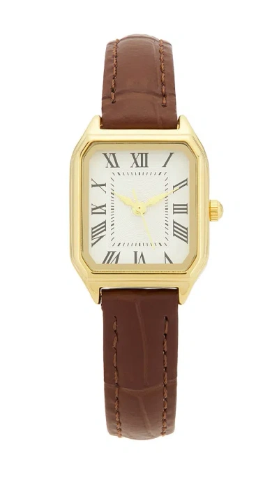 8 Other Reasons Leather Watch In Brown & Gold
