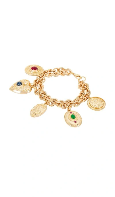 8 Other Reasons Locket Charm Bracelet In Metallic Gold