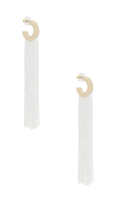 8 Other Reasons Long Flowing Tassels Hoop Earrings In Gold & White