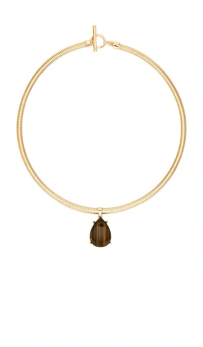 8 Other Reasons Necklace With Brown Pendant In Gold