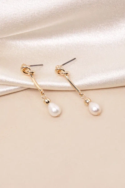 8 Other Reasons Osanna 18kt Gold Knotted Pearl Drop Earrings