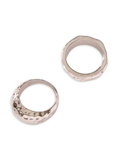 8 Other Reasons Women's Hit The Jackpot 2-piece Textured Ring Set In Silvertone