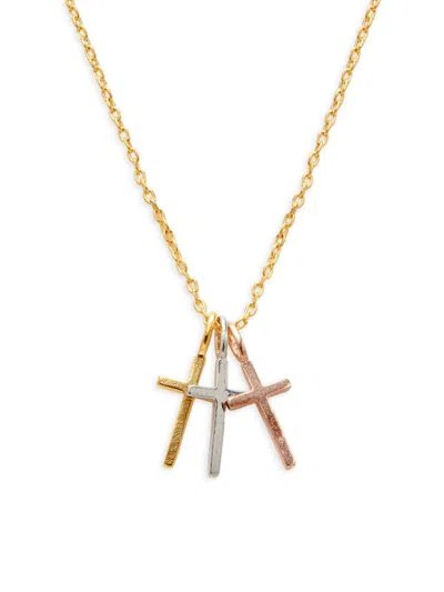 8 Other Reasons Women's Tri Tone Plated Cross Pendant Necklace In Brass