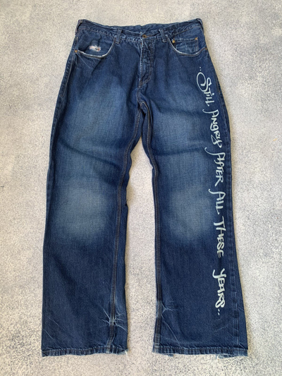 Pre-owned Ecko Unltd X Vintage Ecko Unltd Baggy Y2k Flared Jeans In Blue