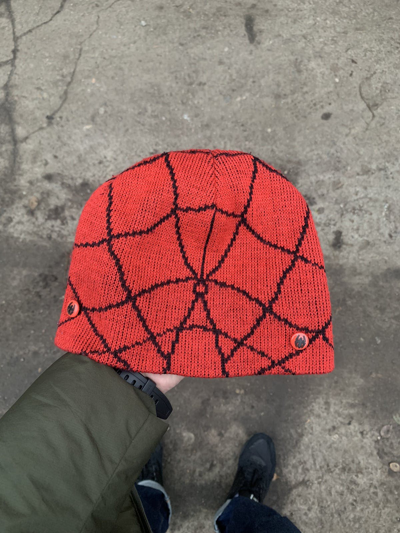 Pre-owned Marvel Comics X Vintage Spider-man Big Logo Marvel Beanie Hats Y2k Drill 90's In Red