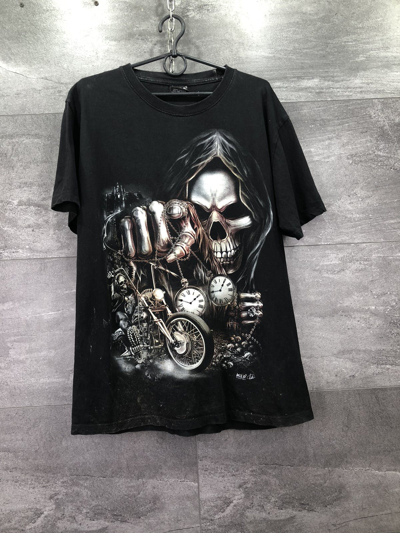 Pre-owned Skulls X Vintage Wild Skeleton Tee T-shirt Bike Riders In Black
