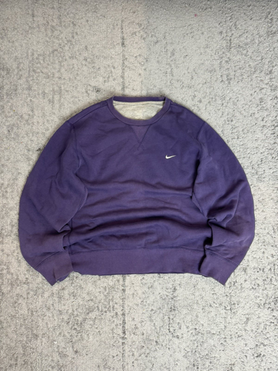 Pre-owned Nike X Vintage Nike Vintage Basic Swoosh Oversize Boxy Sweatshirt In Purple