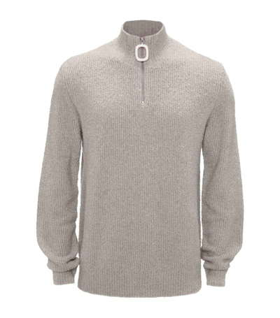 Jw Anderson Bouclé Henley Sweater In Grey