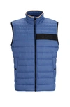 Hugo Boss Water-repellent Padded Gilet With 3d Logo Tape In Blue